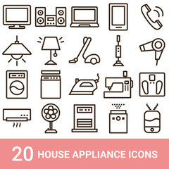 商品アイコン　生活家電　ライン　20セット