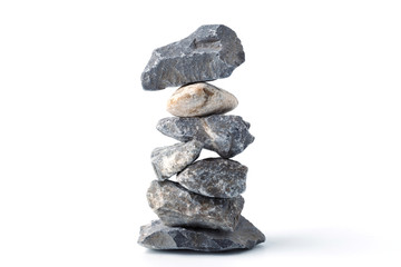 Pyramid of stones, isolated on white background. Zen Concept. Peaceful Concept.