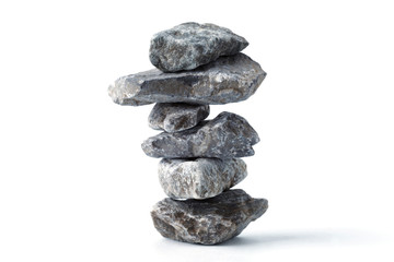 Pyramid of stones, isolated on white background. Zen Concept. Peaceful Concept.
