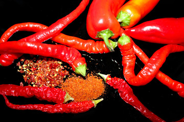 Red hot pepper on a black background