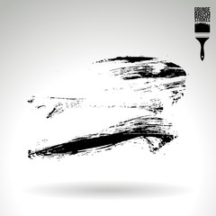 Black brush stroke and texture. Grunge vector abstract hand - painted element. Underline and border design.