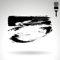 Black brush stroke and texture. Grunge vector abstract hand - painted element. Underline and border design.