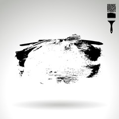 Black brush stroke and texture. Grunge vector abstract hand - painted element. Underline and border design.