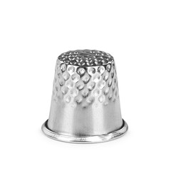 metal thimble on an isolated white background