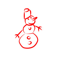 Snowman linear icon. Snowman concept stroke symbol design. Thin graphic elements vector illustration, outline pattern on a white background, eps 10. Icon, red lines with different wide
