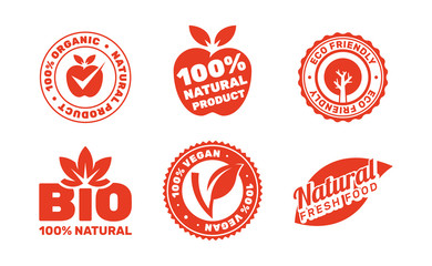 Organic natural bio labels set