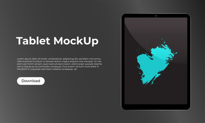 Realistic stylish detailed black tablet mockup for user experience, ux, ui, gui. Template for websites, landing pages, application presentations.