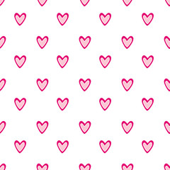 Fototapeta na wymiar Background for valentines day design. Pattern textile print with cute pink hearts.