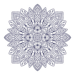 Ornamental Mandala. Tattoo art design. Unique ornament pattern. Adult coloring page. Creative mandala print. Linear carpet design.
