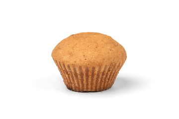 Cupcake with raisin isolated on white background.