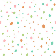Abstract seamless pattern with colourful dots on white background 
