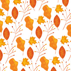 Fototapeta na wymiar autumn branch and dry leafs nature pattern