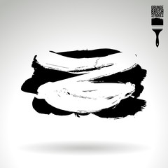 Black brush stroke and texture. Grunge vector abstract hand - painted element. Underline and border design.