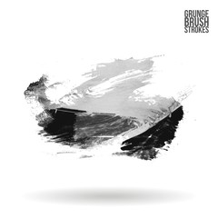 Grey brush stroke and texture. Grunge vector abstract hand - painted element. Underline and border design.