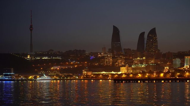 Baku night view skyline panorama 