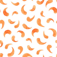 Watercolor seamless pattern of orange drops.
