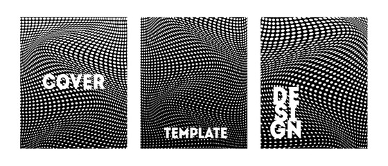 Set of three covers with black and white dots composition
