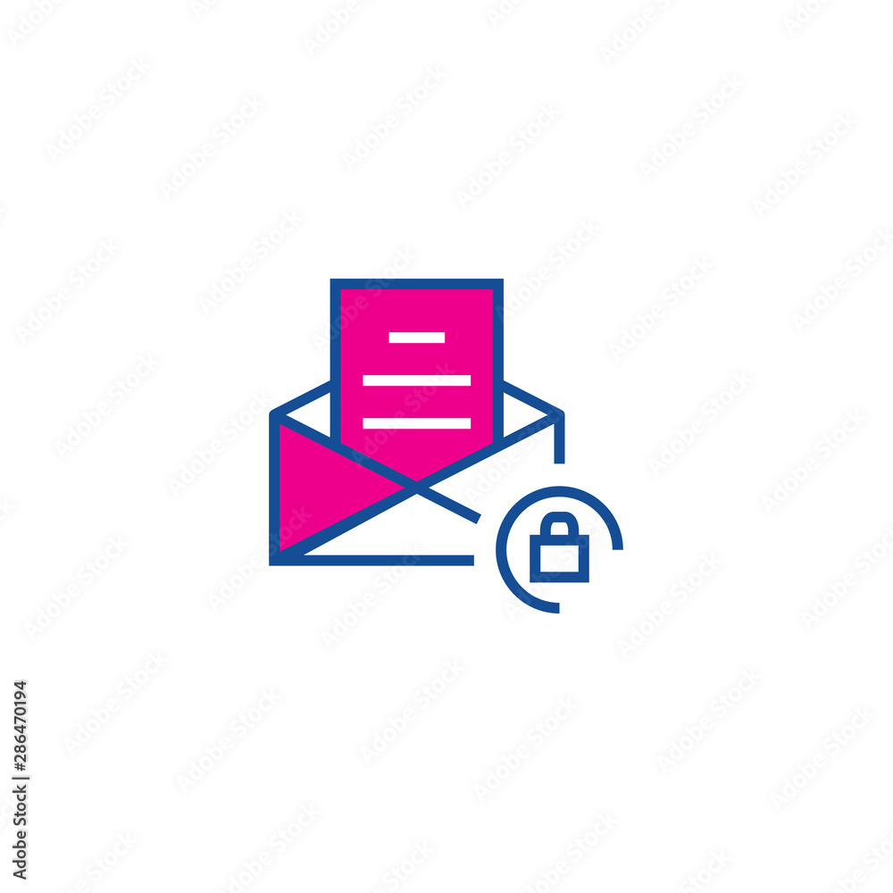 Poster crypted mail thin line color icon. icon for web and user interface