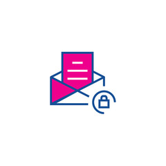 Crypted mail thin line color icon. Icon for web and user interface