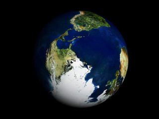 Planet earth, with cyclones and the ocean, on a dark background. Elements of this image were furnished by NASA