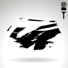 Black brush stroke and texture. Grunge vector abstract hand - painted element. Underline and border design.