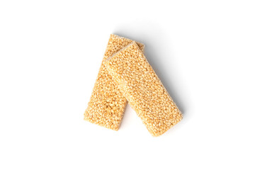 Sesame kozinaki isolated on white background.
