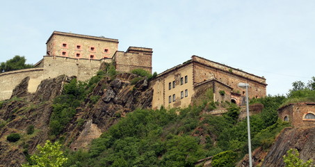 Fototapeta na wymiar Koblenz. June-08-2019. Ehrenbreitstein fortress from the 11th century in Koblenz. Germany