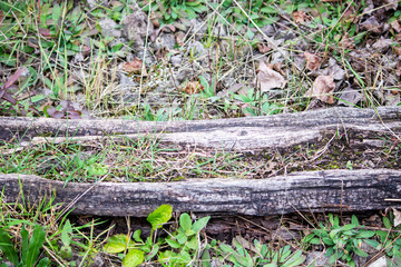 verrottete alte Holzschwelle