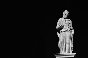 Girolamo Fracastoro (Fracastorius), a famous renaissance physician and scholar.Marble staute erected in 1559  in Signori Square, Verona (Black and White with copy space)