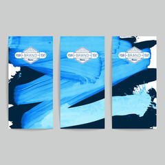 Set of vector business card templates with brush stroke background.