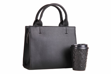 Fashionable female black handbag