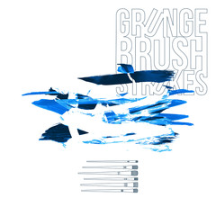 Blue brush stroke and texture. Grunge vector abstract hand - painted element. Underline and border design.