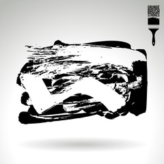 Black brush stroke and texture. Grunge vector abstract hand - painted element. Underline and border design.