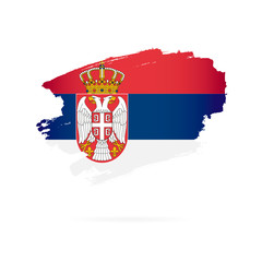 Serbia flag. Vector illustration. Brush strokes