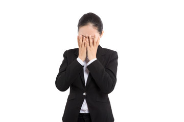 Modern business woman in the office with copy space