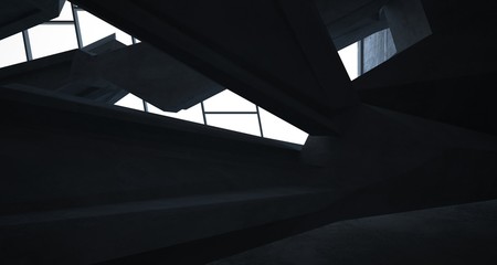 Fototapeta premium Abstract white and concrete interior. 3D illustration and rendering.
