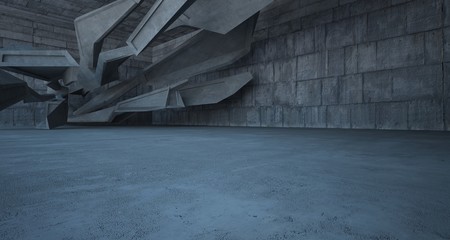 Abstract white and concrete interior. 3D illustration and rendering.