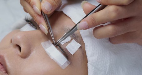 Beautiful young woman with eyelash extension