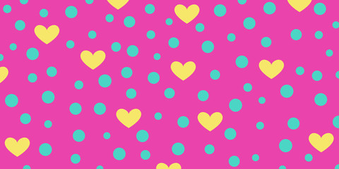 Illustration of love and valentine`s day in trendy 90s colors. Romantic background for wedding invitations or marriage gifts, congratulations with beautiful hearts