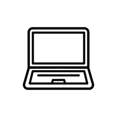 Laptop notebook pc black and white icon, simple outline drawing. Editable stroke flat style trend modern logo graphic line art design isolated on white background