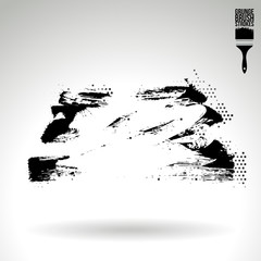 Obraz premium Black brush stroke and texture. Grunge vector abstract hand - painted element. Underline and border design.