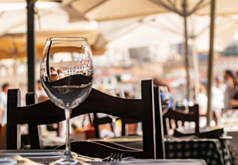 Wine glass in a restaurant in Porto, Portugal