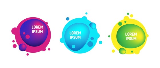 Vector fluid gradient liquid abstract geometric shapes. Futuristic trendy elements for minimal banner, logo, social post.