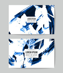 Set of vector business card templates with brush stroke background.