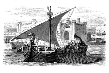 Fototapeta premium The Phoenicians were the master of the Mediterranean maritime traffic and their ships were built with the best techniques of the past