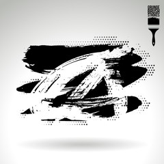 Black brush stroke and texture. Grunge vector abstract hand - painted element. Underline and border design.