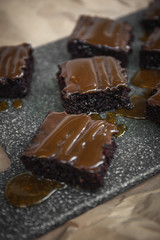 Chocolate brownies with salted caramel