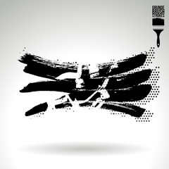 Black brush stroke and texture. Grunge vector abstract hand - painted element. Underline and border design.