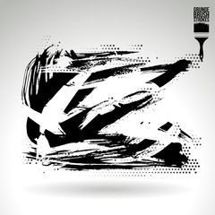 Black brush stroke and texture. Grunge vector abstract hand - painted element. Underline and border design.