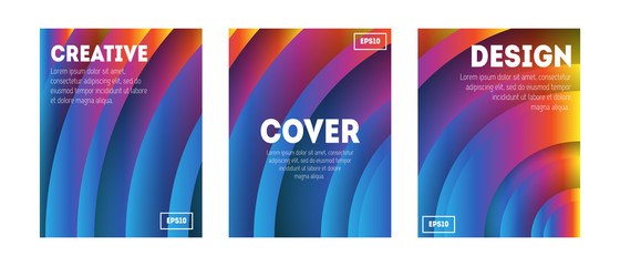 Fototapeta premium Trendy cover set. Abstract colorful gradient geometric shapes background. 